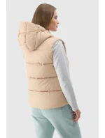 Bezrękawnik Damski Puchowy Z Kapturem 4F 4FWAW24TVJAF141-83S Beżowy Bezrękawnik Damski Puchowy Z Kapturem 4F 4FWAW24TVJAF141-83S Beżowy