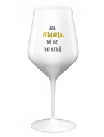 JSEM MÁMA, DVĚ DECI FAKT NESTAČÍ - bílá nerozbitná sklenice na víno 470 ml