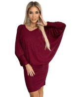 402-4 Netopierie šaty - bordové s brokátom
