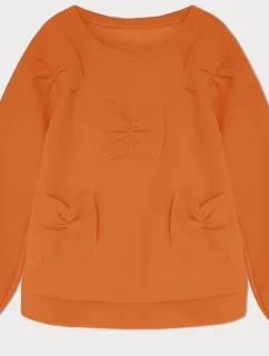 Teplá oranžová dámska mikina s mašľami (23999)