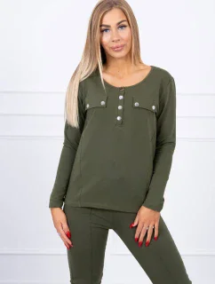 Súprava s khaki výstrihom na gombíky
