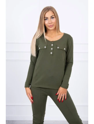 Súprava s khaki výstrihom na gombíky