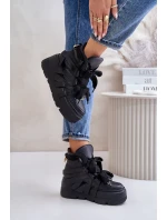 Skórzane Sneakersy Damskie Na Masywnej Platformie CheBello 4561 Czarne