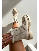 Śniegowce Damskie Z Kożuszkiem Beżowe Irmara