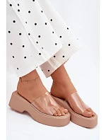 Dámské sandály na platformě s průhledným páskem Béžové Selestia