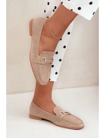 Dámske mokasíny Loafers s ozdobným prvkom, béžové, Evelora Dámske mokasíny Loafers s ozdobným prvkom, béžové, Evelora
