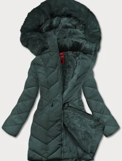 Dámska zimná bunda s kapucňou tmavozelená (2m-21308)