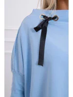 Oversize mikina s asymetrickými bokmi modrá