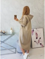 Zateplené šaty s kapucňou béžovej