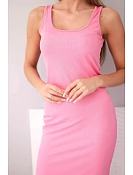 Dámske viskózové rebrované šaty bez ramienok svetlo ružové