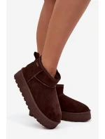 Dámske snežnice s nízkou platformou Big Star - čokoládové