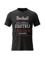 Pánské bavlněné tričko s potiskem - MÁM ŠÍLENOU SESTRU - černé