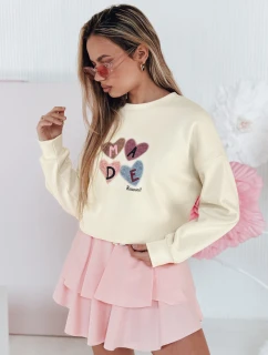 Dámska nadrozmerná mikina so srdiečkami MADELIN beige FashionStreet BY1461