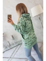 Mikina s nápismi tmavá mentolová