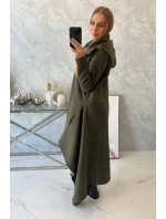 Zateplené šaty s dlhšími bokmi khaki