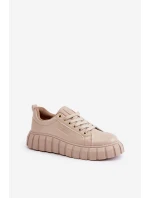 Ocieplane Sneakersy Damskie Big Star MM274618 Beżowe
