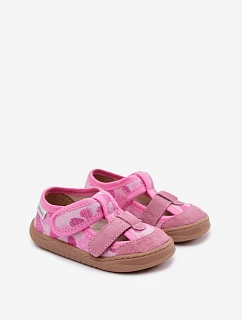 Dětské barefoot bačkůrky Růžové Třpytivé Srdce Lumi
