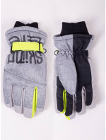 Yoclub Detské zimné lyžiarske rukavice REN-0297C-A150 Grey