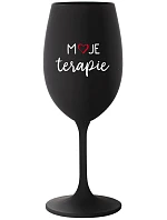 MY THERAPY - čierny pohár na víno 350 ml