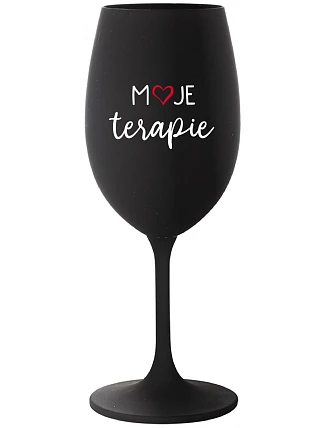 MY THERAPY - čierny pohár na víno 350 ml