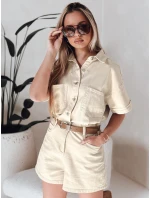 URBANSET béžový FashionStreet krátky džínsový overal EY2590
