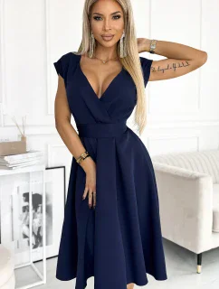 348-6 SCARLETT - rozšírené šaty s obálkovým výstrihom - ZELENÉ