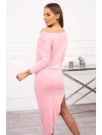Asymetrické šaty, 3/4 rukávy, púdrovo ružové