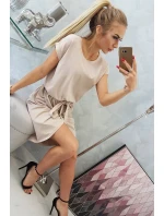 Šaty s obálkou dole béžovej