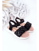 Dziecięce Sandały Z Plecionką Czarne Adella