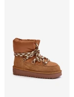Zamszowe Śniegowce Damskie Z Grubym Sznurowaniem D.Franklin DFSH375003 Brązowe