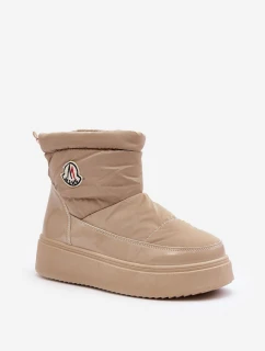 Wsuwane Śniegowce Damskie Na Platformie Beżowe Gattea