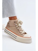 Trampki Damskie Na Platformie Beżowe Aineri Trampki Damskie Na Platformie Beżowe Aineri