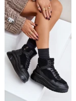 Sneakersy Damskie Na Platformie Z Futerkiem Typu Baranek Lee Cooper LCJ-24-47-3145 Czarne