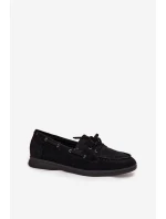 Półbuty Mokasyny Damskie Płaskie Z Wiązaniem Czarne Zalina