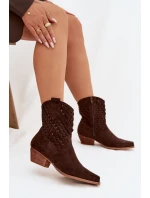 Dámské otevřené kotníkové boty na podpatku Čokoládové Ferissa
