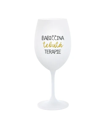 BABIČČINA TEKUTÁ TERAPIE - bílá sklenice na víno 350 ml BABIČČINA TEKUTÁ TERAPIE - bílá sklenice na víno 350 ml