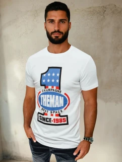 Pánske biele tričko s potlačou FashionStreet RX4406