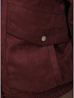 Dámska semišová bunda typu bomber v bordovej farbe FashionStreet TY6066 Dámska semišová bunda typu bomber v bordovej farbe FashionStreet TY6066