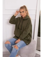 Zateplená mikina so zapínaním na cvoky khaki