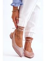 Wiązane Baleriny Z Dżetami Beżowe Mavis