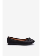 Baleriny Eko Skórzane Z Kokardką Czarne Sandelal