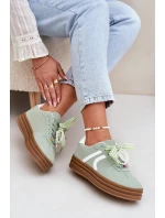Sneakersy Damskie Na Platformie Z Ozdobami Zielone Vinness