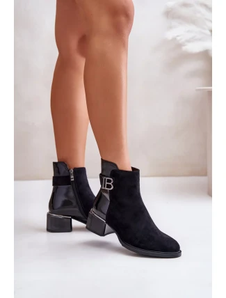 Elegantné členkové topánky na podpätku zateplené čierne