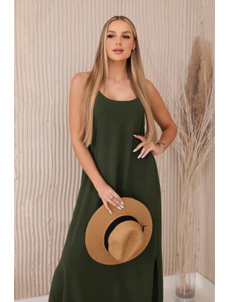 Dlhé khaki šaty bez ramienok Dlhé khaki šaty bez ramienok