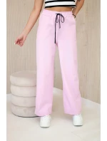 Nohavice Punto so širokými nohavicami svetlo ružové