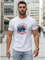 Pánske bavlnené tričko s potlačou VINTAGE CAR FashionStreet white NX5082R Pánske bavlnené tričko s potlačou VINTAGE CAR FashionStreet white NX5082R