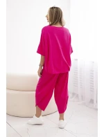 Súprava bavlnená blúzka + nohavice fuchsiová Súprava bavlnená blúzka + nohavice fuchsiová