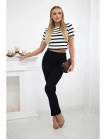 Bavlnené nohavice so zirkónmi na zadných vreckách čierne Bavlnené nohavice so zirkónmi na zadných vreckách čierne