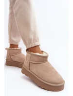 Modne Zamszowe Niskie Śniegowce Jasnobeżowe Nucca