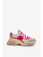 Snekersy Damskie Na Grubej Podeszwie Fuksja Peonema